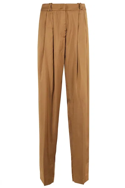 Federica Tosi Desert High-waisted Straight Leg Pants In Brown