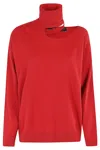 Federica Tosi Dramatic Cut-out Turtleneck Sweater In Rosso