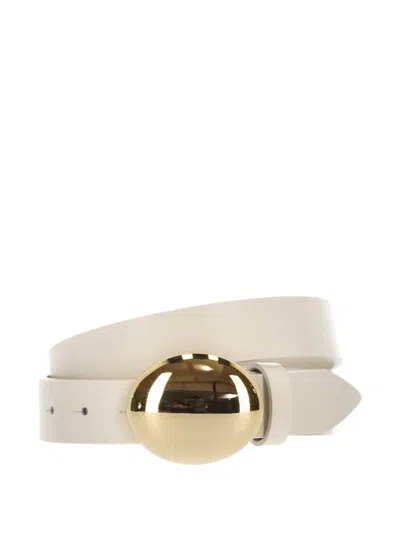 Federica Tosi Dome-buckle Leather Belt In White