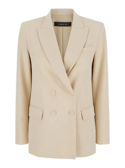 Federica Tosi Double Breasted Blazer In Neutrals