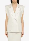 Federica Tosi Cotton Blend Double Breasted Waistcoat In Gold