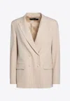 Federica Tosi Double-breasted Wool-blend Blazer In Beige