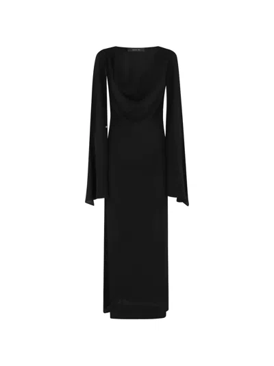 Federica Tosi Abito Lungo Con Drappeggio Crepe De Chine In Black