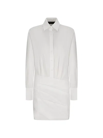 Federica Tosi Draped Poplin Shirt Midi Dress In Multi