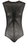Federica Tosi Draped Tulle Bodysuit With Elegant Gathered Detail In Gray