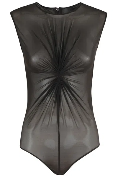 FEDERICA TOSI DRAPED TULLE BODYSUIT WITH ELEGANT GATHERED DETAIL