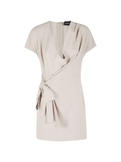 Federica Tosi Draped V-neck Mini Dress In Neutral