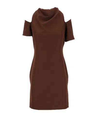 Federica Tosi Cut-out Cowl-neck Mini Dress In Brown