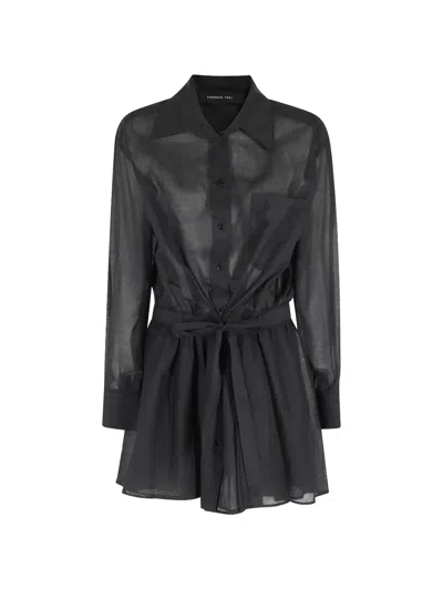 Federica Tosi Drawstring-waist Muslin Dress In Black