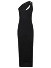 Federica Tosi Black Long Dress With Jewel Detail On The Front In Black