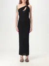 Federica Tosi Black Long Dress With Jewel Detail On The Front In Black