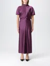 Federica Tosi Eggplant Long Dress With High Neck In Purple
