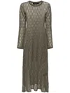 Federica Tosi Sheer Textured Midi Dress With Long Sleeves In Brown