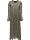 Federica Tosi Sheer Textured Midi Dress With Long Sleeves In Brown