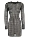Federica Tosi Flexage Black Crewneck Dress With Check Motiv All-over And Open Rear In Fabric Woman