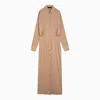 Federica Tosi Striped Viscose Blend Chemisier Dress In Brown