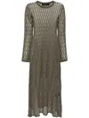 Federica Tosi Sheer Textured Midi Dress With Long Sleeves In Brown