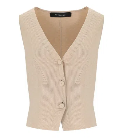 Federica Tosi Ecru Vest With Bow In Brown