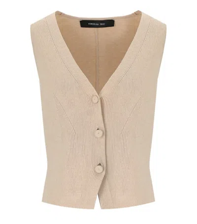 FEDERICA TOSI ECRU VEST WITH BOW