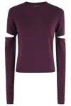 Federica Tosi Eggplant Crew Neck Sweater With Adjustable Sleeve Length In Purple