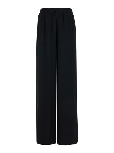 FEDERICA TOSI BLACK TROUSERS WITH ELASTIC WAISTBAND IN SILK BLEND WOMAN