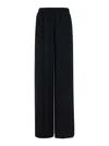 FEDERICA TOSI BLACK TROUSERS WITH ELASTIC WAISTBAND IN SILK BLEND WOMAN