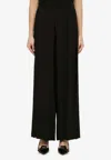 Federica Tosi Full Length Wide Leg Trousers In Viscose In Black
