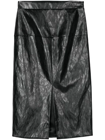 FEDERICA TOSI FAUX-LEATHER MIDI SKIRT