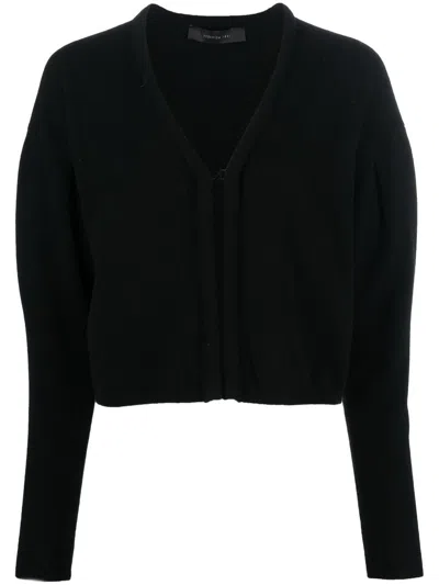 Federica Tosi Fine-knit V-neck Cardigan In Black