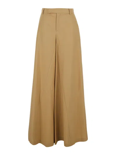 Federica Tosi Five-pocket Wide Trousers In Popeline Beige In Brown