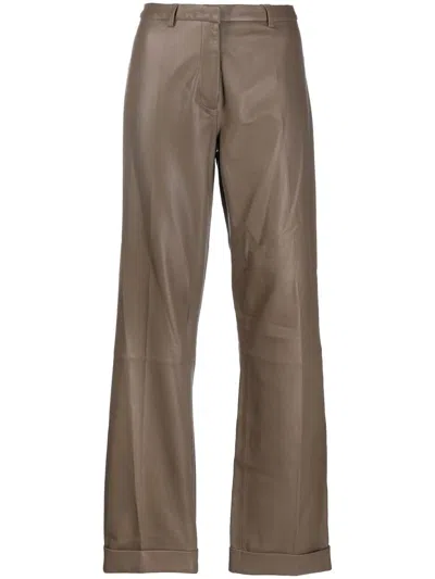 Federica Tosi Flared Leather Trousers In Grau