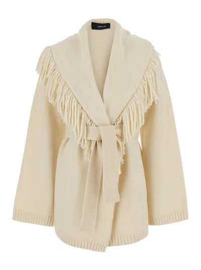 Federica Tosi Fringed Wool And Cashmere Cardigan In White