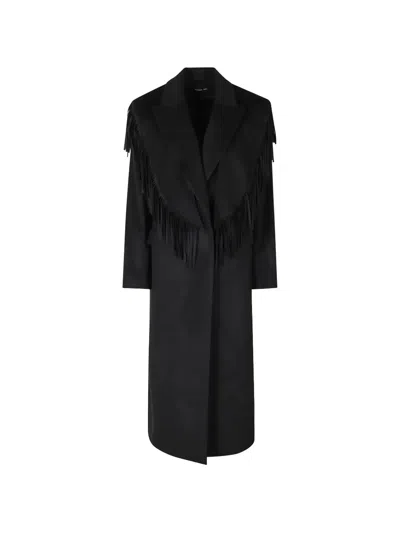Federica Tosi Fringe-detail Detachable-cape Coat In Black