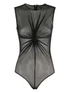 Federica Tosi Gathered-detail Mesh Bodysuit In Black