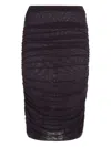 Federica Tosi Draped Tulle Midi Skirt With Side Zipper Closure In Brown