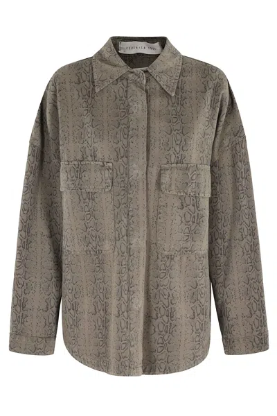 Federica Tosi Giacca Camicia Denim Pitonato In Gray