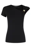 Federica Tosi Asymmetrical Black Top With Brooch Detailing