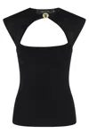 Federica Tosi Black Top With Jewel Detail On The Front In Viscose Blend Woman