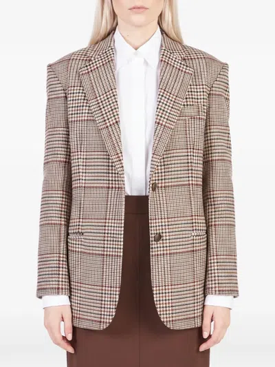 Federica Tosi Prince Wales Check Oversized Blazer Jacket In Multi