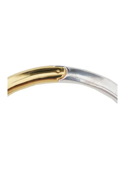 Federica Tosi Gold And Silver Bicolor Check In 18k Gold Plated Bronze Woman In Grey