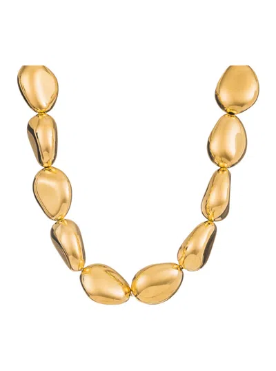 Federica Tosi Gold Metal Lace Stone Necklace With Natural Stones