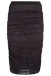 Federica Tosi Draped Tulle Midi Skirt With Side Zipper Closure In Brown