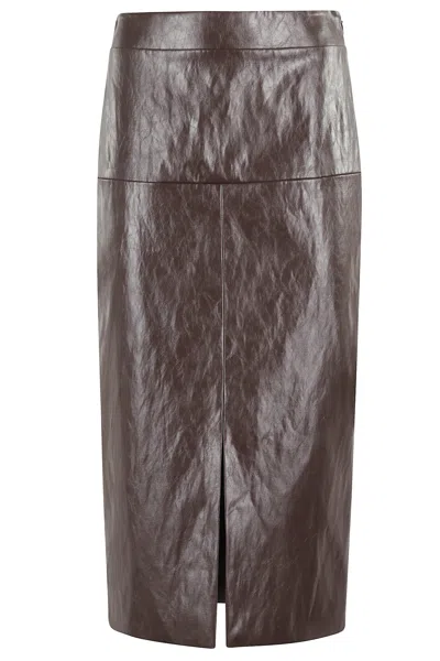 Federica Tosi Gonna Longuette Pelle Metallo In Brown
