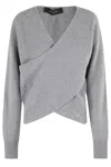 Federica Tosi Gray Sweater With Deep Neckline In Gray