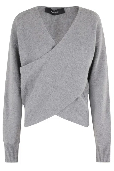 Federica Tosi Gray Sweater With Deep Neckline