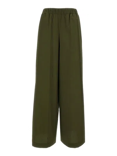 FEDERICA TOSI GREEN ELASTIC HIGH-WAISTED PANTS IN STRETCH COTTON WOMAN