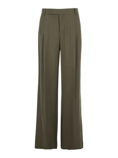 Federica Tosi Green Trousers With Two Side Pockets In Fabric Woman In Gold