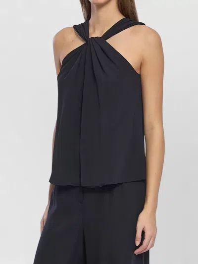 Federica Tosi Halterneck Knot Top Relaxed Fit Draped In Black