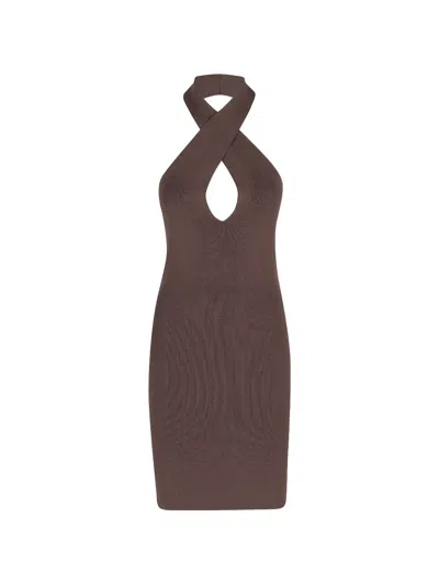 Federica Tosi Halter-neck Midi Dress In Brown