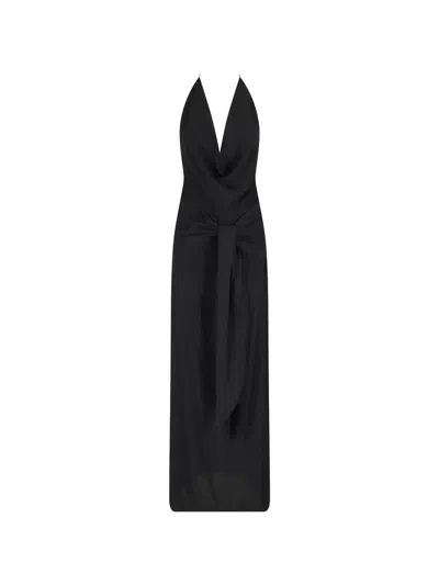 Federica Tosi Halterneck Wrap-effect Dress In Black
